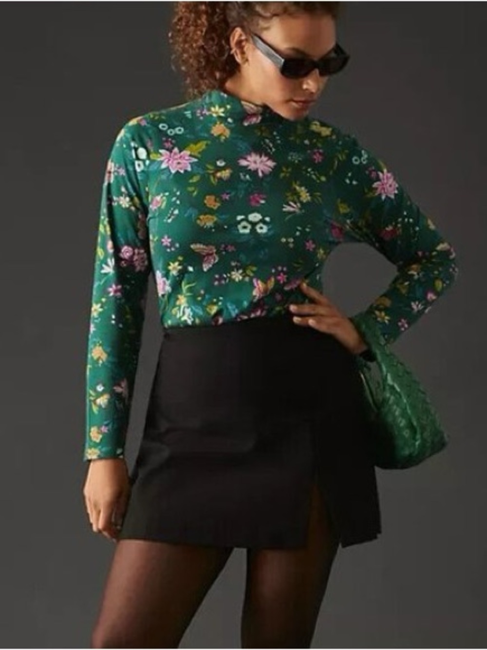 Anthropologie - NWT Maeve Floral Printed Lightweight Mock Neck Blouse Size XS